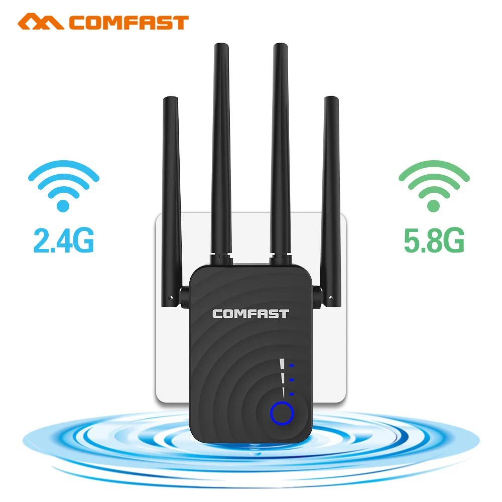 Comfast CF-WR754AC 1200Mbps Bezdrôtový Wifi Extender Repeater/Router/AP Dual Band 2.4&5.8 Ghz 4 Anténa dlho Rozsah Signálu Zosilňovač