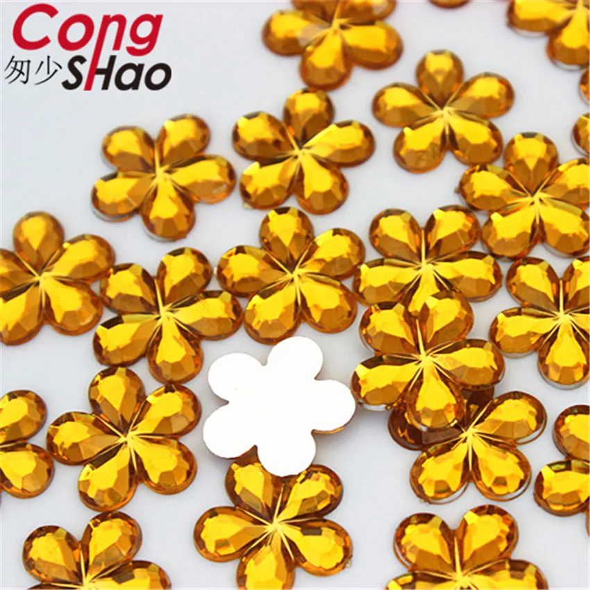 Cong Shao 200PCS 15 mm Farebné Akrylové Kvet Drahokamu kamene Flatback Korálky pre DIY Dekorácie Odevné Doplnky CS723