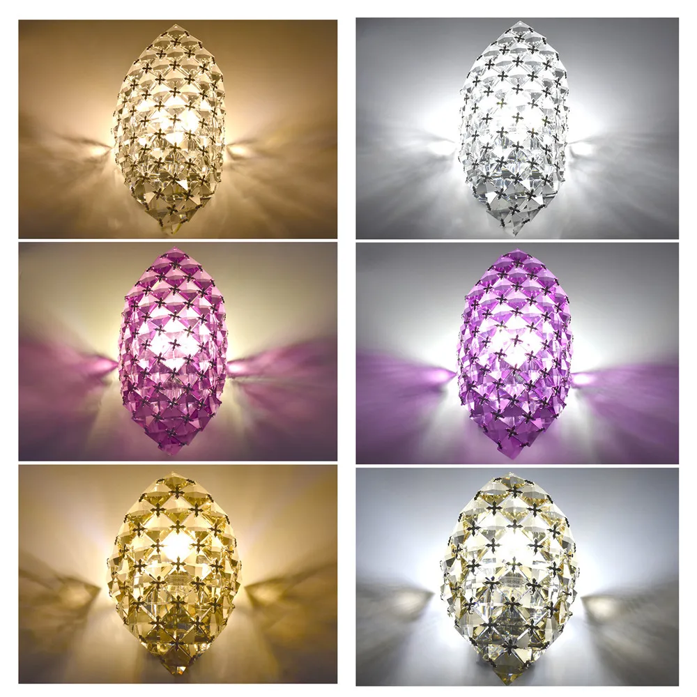 Crystal Moderné Nástenné Svietidlo Sconce LED Nástenné Svietidlo Pre Domáce, Spálne, Chodby Vnútorné Osvetlenie Jasné /purpurová/žltá AC110-240V