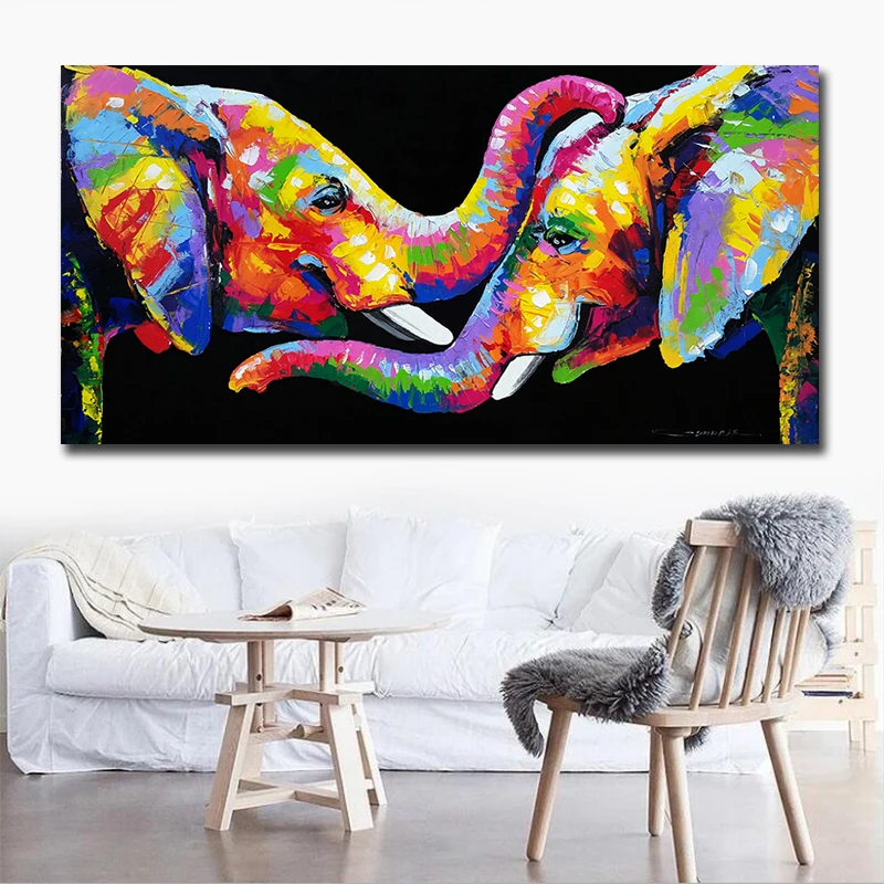 Cuadros Wall Art Plátno Zvierat Maľovanie Abstraktné Slon Obrázky Plagát Dobové Plagáty A Vytlačí Domáce Dekorácie Maľovanie