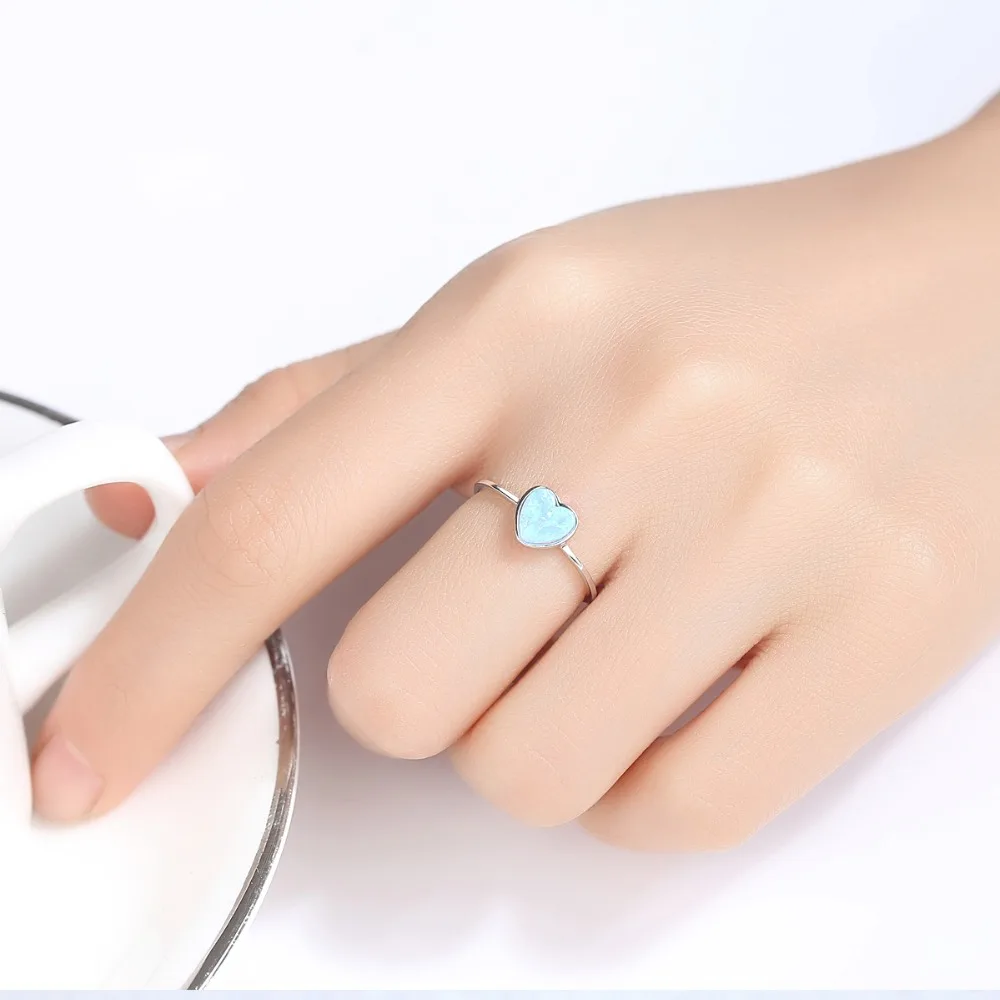 CZCITY Romantický 7mm Srdce Fire Opal Prstene pre Ženy 925 Sterling Silver 3 Farby, Elegantný Tenký Kruh Zásnubné Prstene Jemné Šperky