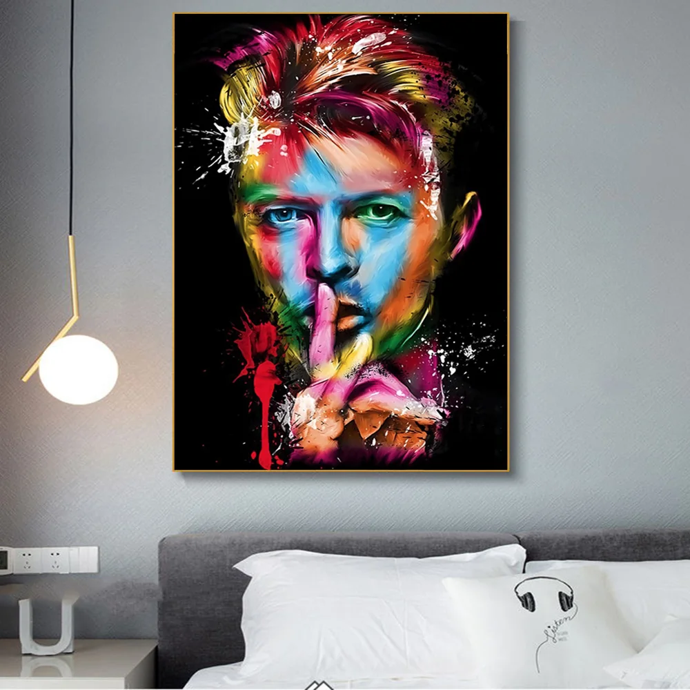 David Bowie Rockovej Hudby Superstar Watercolour Graffiti Plátno Umenie Plagátu A Tlač Portrét Obrázok Na Stenu Decor Pre Obývacia Izba