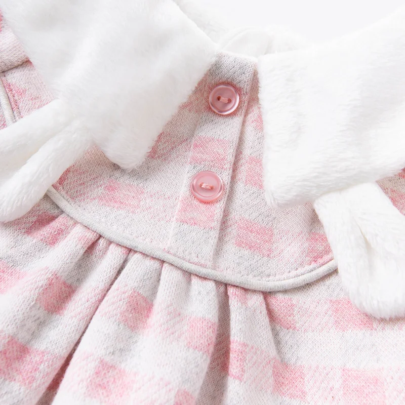 DBM14399 dave bella zimné baby girl je roztomilý kreslený kockované šaty deti fashion party šaty deti detská lolita oblečenie