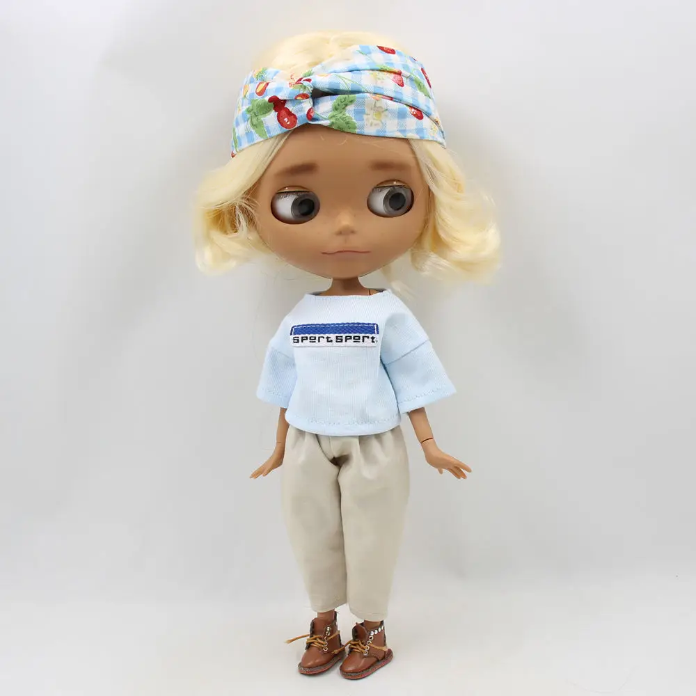 DBS Oblečenie pre Blyth 1/6 bábika overszie svetlo bule tričko a nohavice s hairband kabelka pre spoločné telo v pohode dievča módne oblečenie