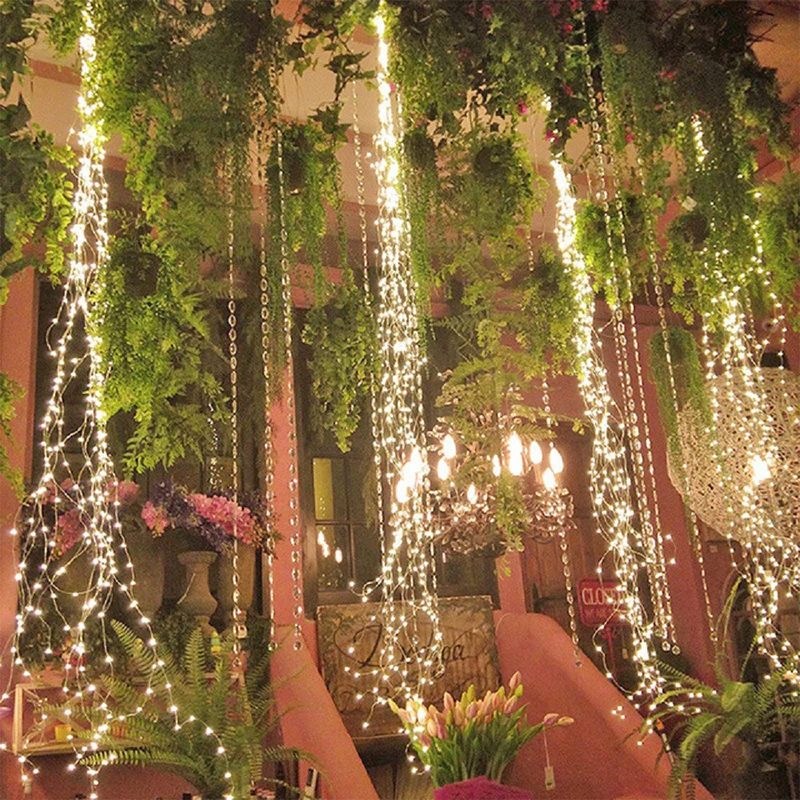 Dc svetlo led decoracion vianočné osvetlenie string tuinverlichting jardin dekorácie exterieure pre domáce vonkajšie cascade de žľabu eau