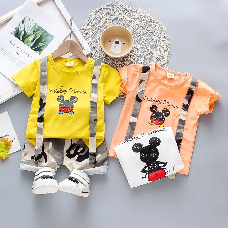 Detské letné Módne Oblečenie Baby Chlapci, Dievčatá Cartoon T Shirt kamufláž Šortky 2ks/nastaví Deti Dojčenské Oblečenie Batoľa sady