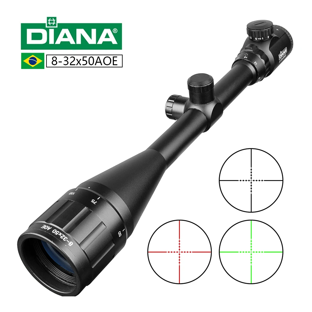 DIANA 8-32X50 Taktické Puška Optika Červená/Zelená Mil Dot Kríž Sniper Scope Kompaktný Riflescopes Lov Pohľad