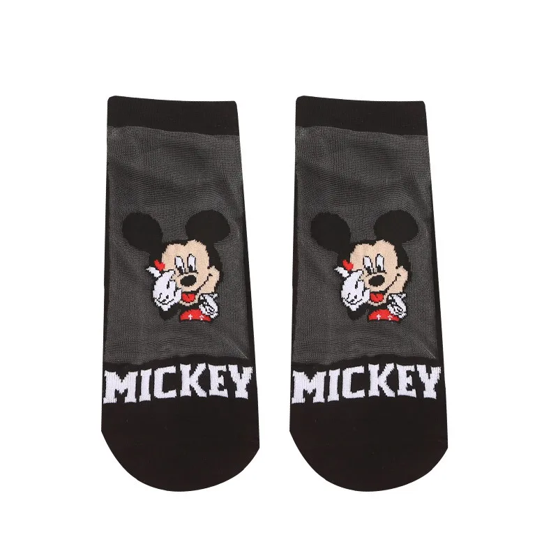 Disney 5 Párov priedušná Mickey/Minnie tlač pár milovníkov ponožky čierne hodvábne wild priedušné ponožky pre dospelých ponožky nové