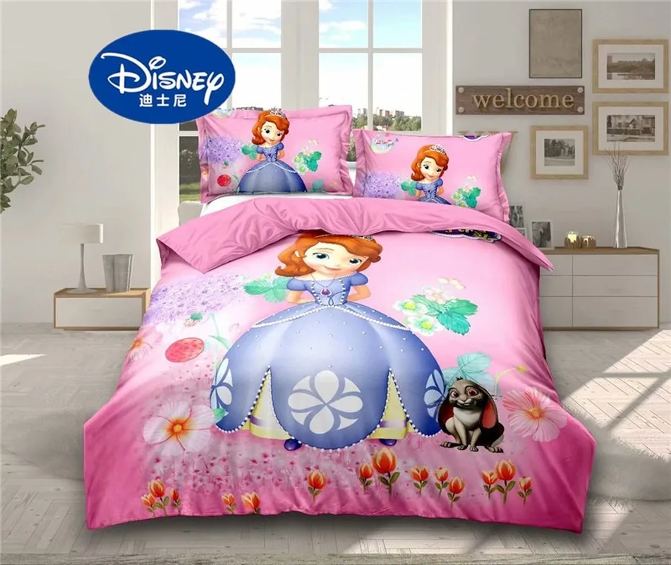 Disney Karikatúry sofia Princess Deti, Dievčatá, posteľná bielizeň Nastaviť Perinu Posteľ List obliečok Twin Jeden 2/3/4 Kusov pre 1,2 m Posteľ