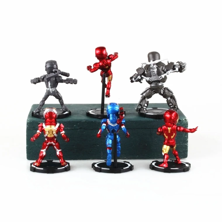 Disney, Marvel Avengers 6pcs/set Iron Man 8 cm Akcia Obrázok Anime Mini Dekorácie Zber Figúrka Toy model pre deti darček