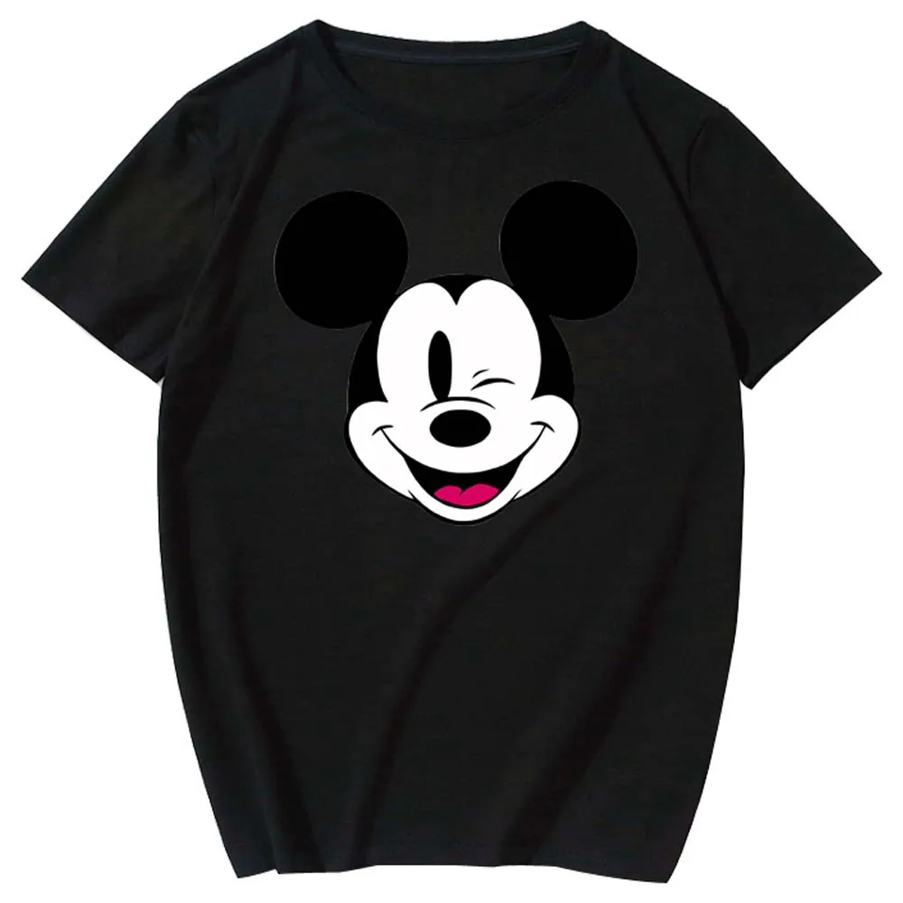 Disney Štýlový Mickey Mouse Karikatúra Tlače O-Krku Pulóver Kontrast Farieb Unisex T-Shirt Short Sleeve Tee Topy XS - 3XL 11 Farieb