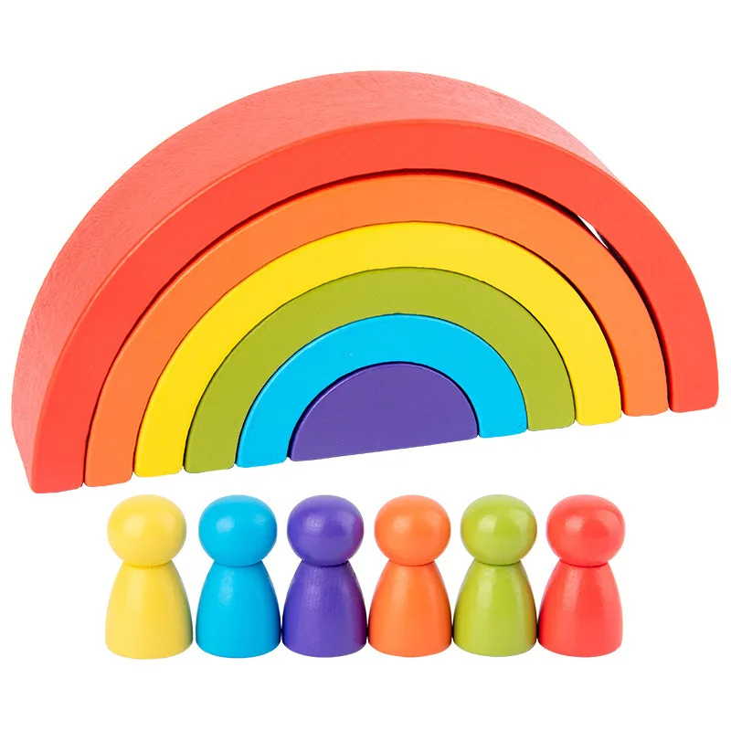 DIY detské drevené rainbow hračka na kreatívne dreva rainbow skladaný rovnováhu bloky detská hračka Montessori vzdelávacie hračky pre deti,