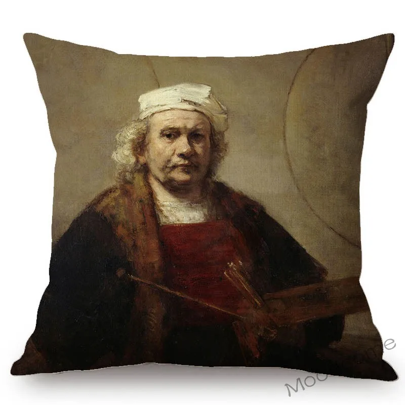 Domov Dekoratívne Svetoznámej Olejomaľba Hodiť Vankúš Holandský Umelec Rembrandt Noc Hodinky Storm Bielizeň Cuchion Kryt