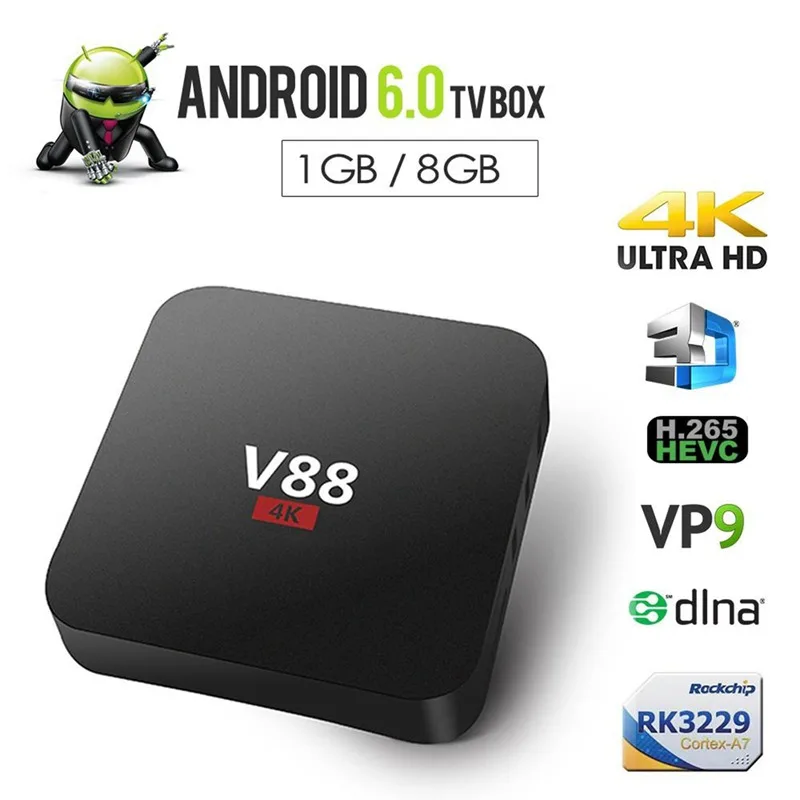 Domáce Kino V88 RK3229 Smart TV Set-Top Boxu, Prehrávača 4K Quad-Core 8GB WiFi Multimediálny Prehrávač TV Box Smart HDTV Box Platí pre Android