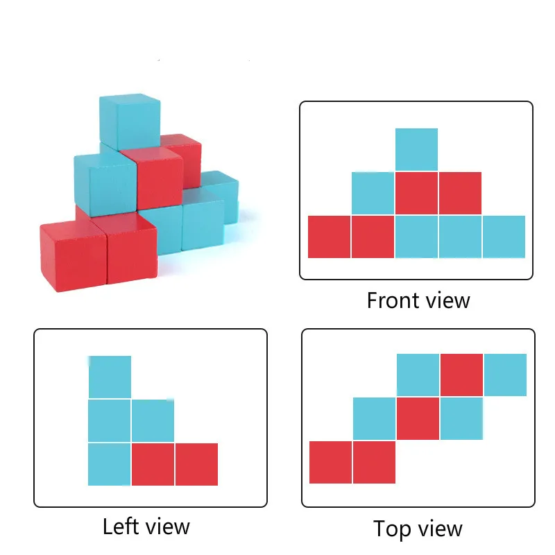 Drevené kocky, Hračky Tetris Cube Bloky Priestor myslenie tréningové bloky pomocné nástroje Montessori Výchovy Hračka pre Deti,