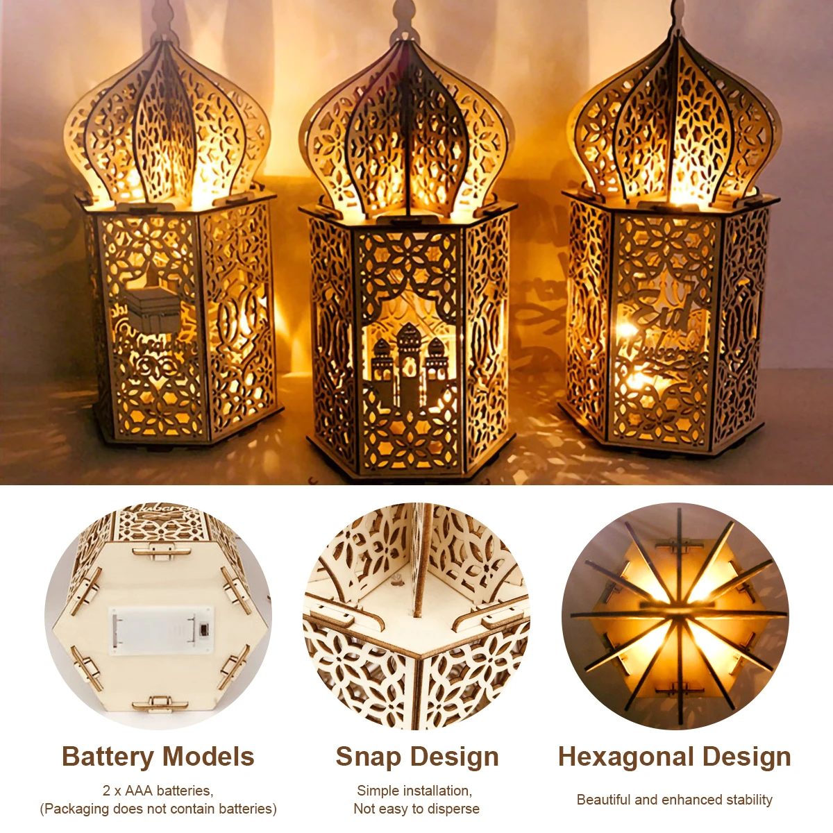 Drevené LED Nočné Svetlo Dekoračné EID Mubarak Ramadánu Dekorácie Nočné Lampy, Spálňa Decor Moslimských Darčeky Nočného Dekoratívne