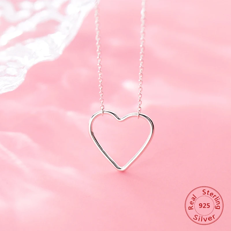 Duté Láska Srdce Náhrdelník pre Ženy 925 Sterling Silver Šperky Jednoduché Kúzlo Náhrdelníky Valentines Darček Clavicle Reťazca