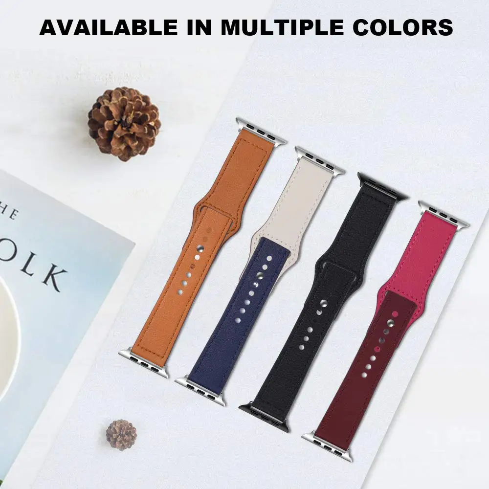 Dvojité Farba Originálne Kožené Pásmo pre Apple hodinky series 5 4 3 Mäkké Brilantné Športové Popruh pre iWatch 38mm 42mm 40 mm 44 mm ružový