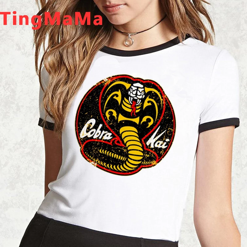 Dámske Karate Cobra Kai T Shirt Ženy Kawaii Cartoon Letné Topy T-shirt Harajuku Grafické Tees Hip Hop Streetwear Unisex Tričko