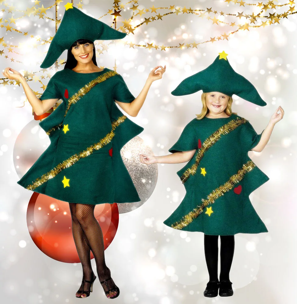 Dámske Krátky Rukáv Cosplay Dospelých Novinka Šaty Elf Kostým Party S Klobúk Fantázie Deti Perfomance Vianočný Stromček Oblečenie