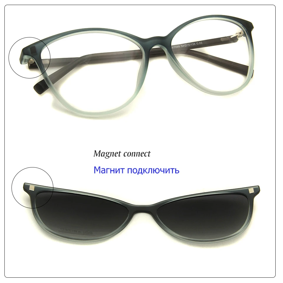 Dámy Mačky Okuliare Rámy S Magnetickým Polarizované Klip Na Okuliare Ženy Cat Eye TR90 Optické Rám Predpis