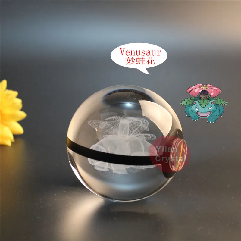 Elegent Crystal Pokemon Dizajn Venusaur Loptu S Krištáľovo Základňu Pre Darček