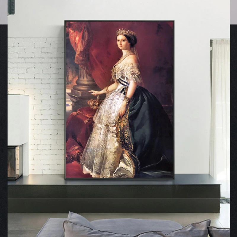 Eugenie de Montijo tým, Franz Xaver Winterhalter Portrét olejomaľba Na Plátno na Stenu Umenie Plagátu a Tlačiť Obrázok pre Obývacia Izba