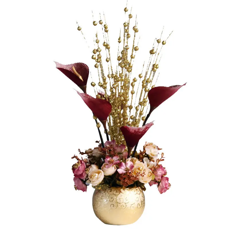 Európska Luxusné Keramické Vázy+ Umelý Kvet Ozdoby Domov Obývaciu Izbu Hodváb Falošné Kvetináče Figúrky Remesiel Hotel Dekorácie