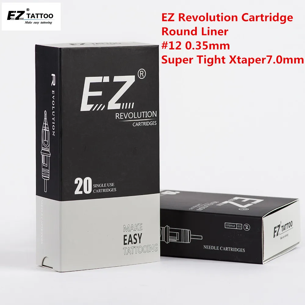 EZ Revolúcie Tetovanie Ihiel Cartridge Kolo Líniové #12 0.35 mm Super Tesný X-taper 7.0 mm pre Systém stroj a rukoväte 20pcs/box