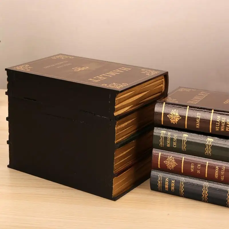 False Knihy Box Vintage Skladovanie Rekvizity Kniha Šperky Skladovanie Balenie Štúdiu, Knihy, Ozdoby, Drevené Starožitné Klasické Dekoratívne