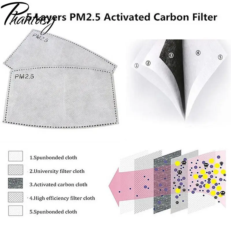 Fantazie 10pcs/Množstvo 5-vrstva Ochranný Filter Masky Filtra PM2.5 Dospelých Dieťa Maska Čip Prachotesný Haze Prevencia