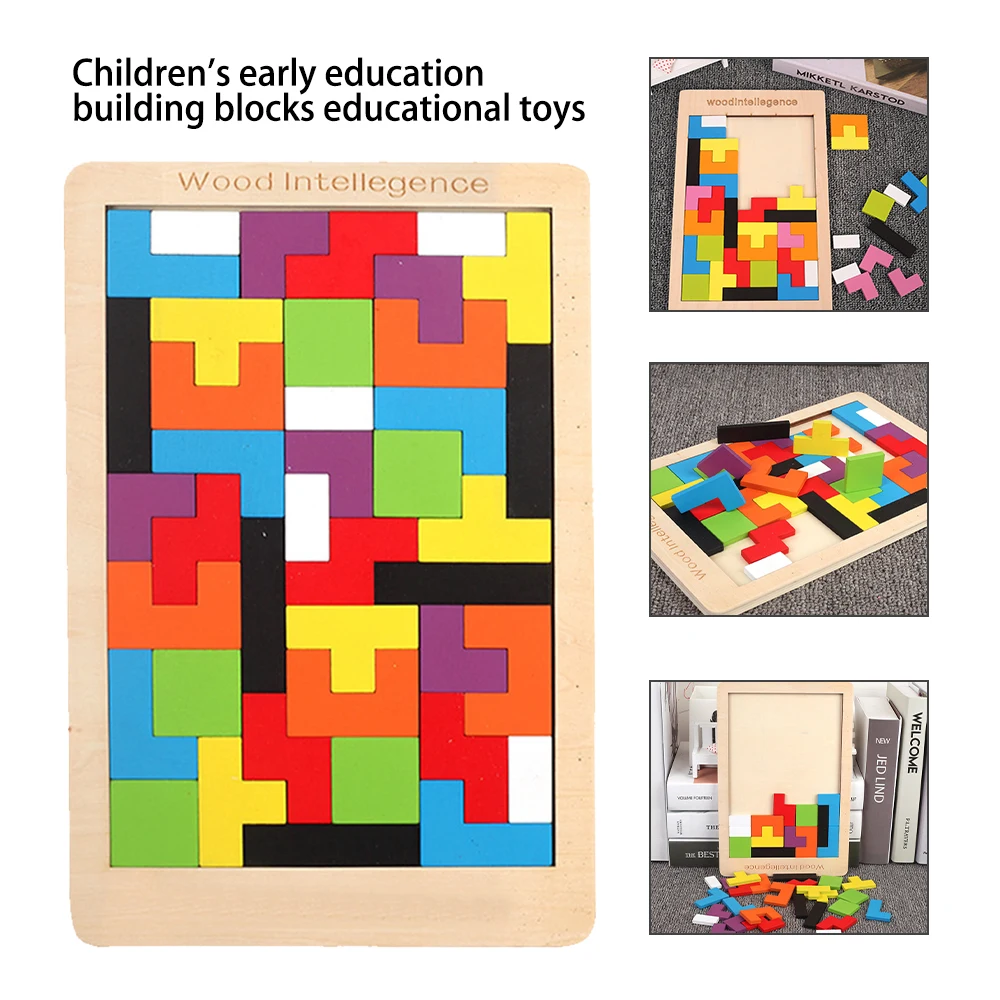 Farebné Drevené 3D Puzzle Tangram Matematika Hračky, Hry Detí predškolského Magination Duševného Vzdelávacie Hračky pre Deti,