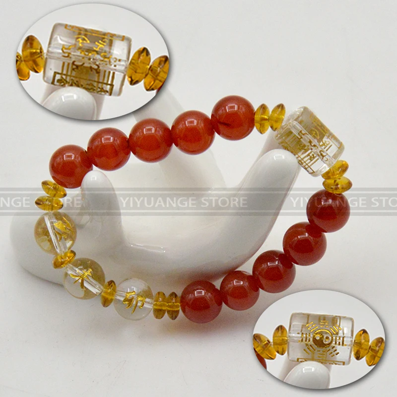 Feng shui Crystal red achát Tri Čínskeho Zverokruhu Náramok Bohatstva & veľa Šťastia perličiek Drahokam šťastie maskot Kvalitný Náramok