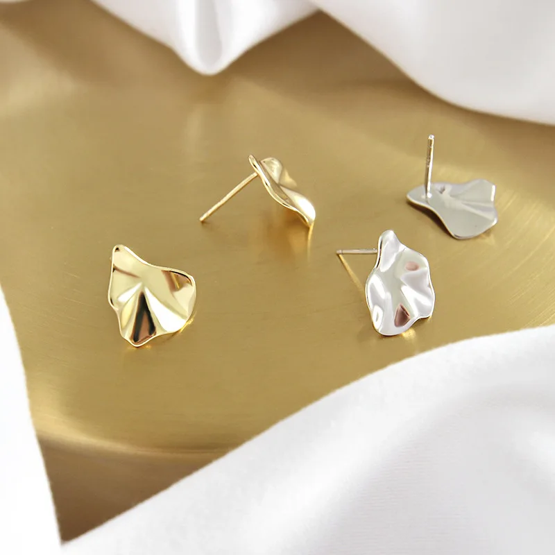 Flyleaf Zlato Nepravidelný Nerovnomerné Stud Náušnice Pre Ženy 2018 Nový Trend 100 % 925 Sterling Silver Lady Módne Šperky