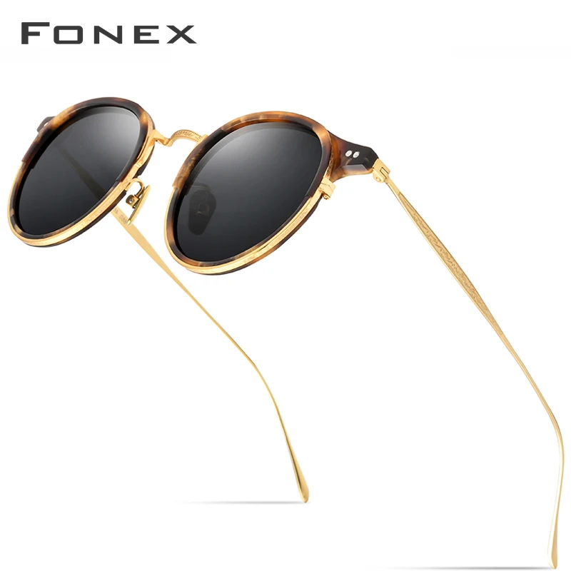 FONEX Titán Slnečné Mužov Vintage Retro Kolo Acetát Polarizované Slnečné Okuliare pre Ženy 2020 Kvalitné slnečné Okuliare UV400 850