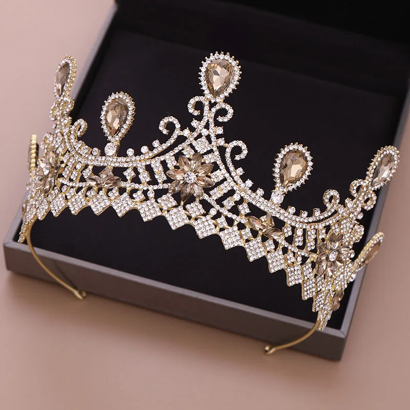 FORSEVEN Barokový Rose Gold Color Crystal Svadobná Korunka pre Nevesty Svadobné Vlasy, Šperky vyrábané Ručne Drahokamu Svadobné Koruny Tiaras