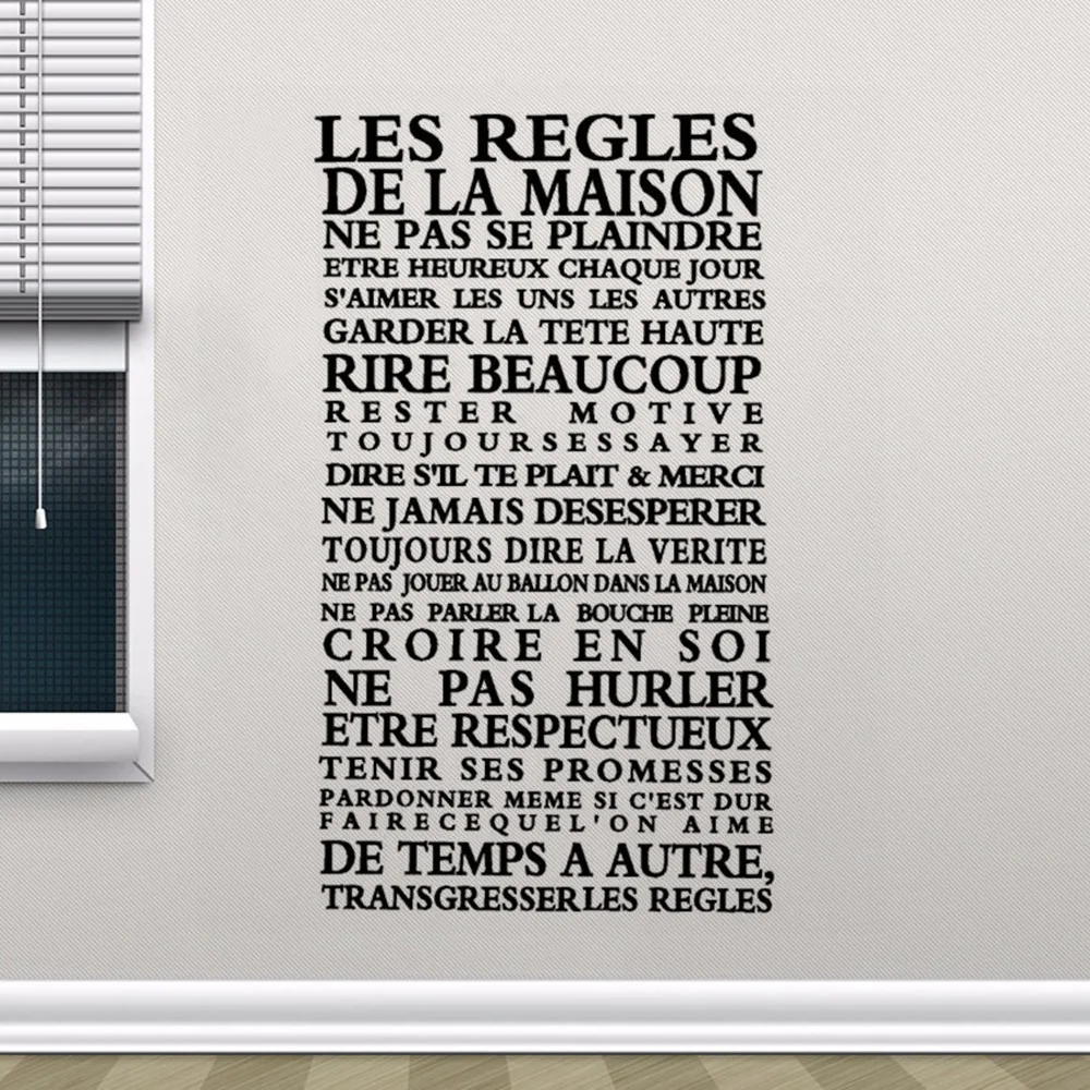 Francúzsky Dom Pravidlá Vinyl Na Stenu-Nálepky Domáce Dekorácie Smiať Sa Veľa Rodinné Pravidlá Wall Art Odtlačkový Rodinných Domov Tapety