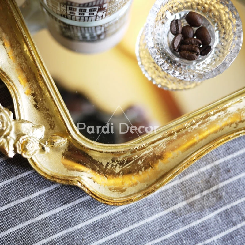 Francúzsky štýl zlatej fólie ručne vyrezávané mirrow zásobník ovocný koláč zásobník čaju zásobník Multi-funkčné zásobník 1pc/veľa