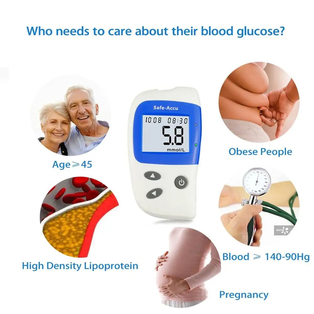 (Free Elektronický Teplomer) Sinocare Bezpečné Accu2 Glucometer 100 Testovacích Prúžkov Lancets Hladiny Glukózy V Krvi Meter Cukru Test Na Cukrovku