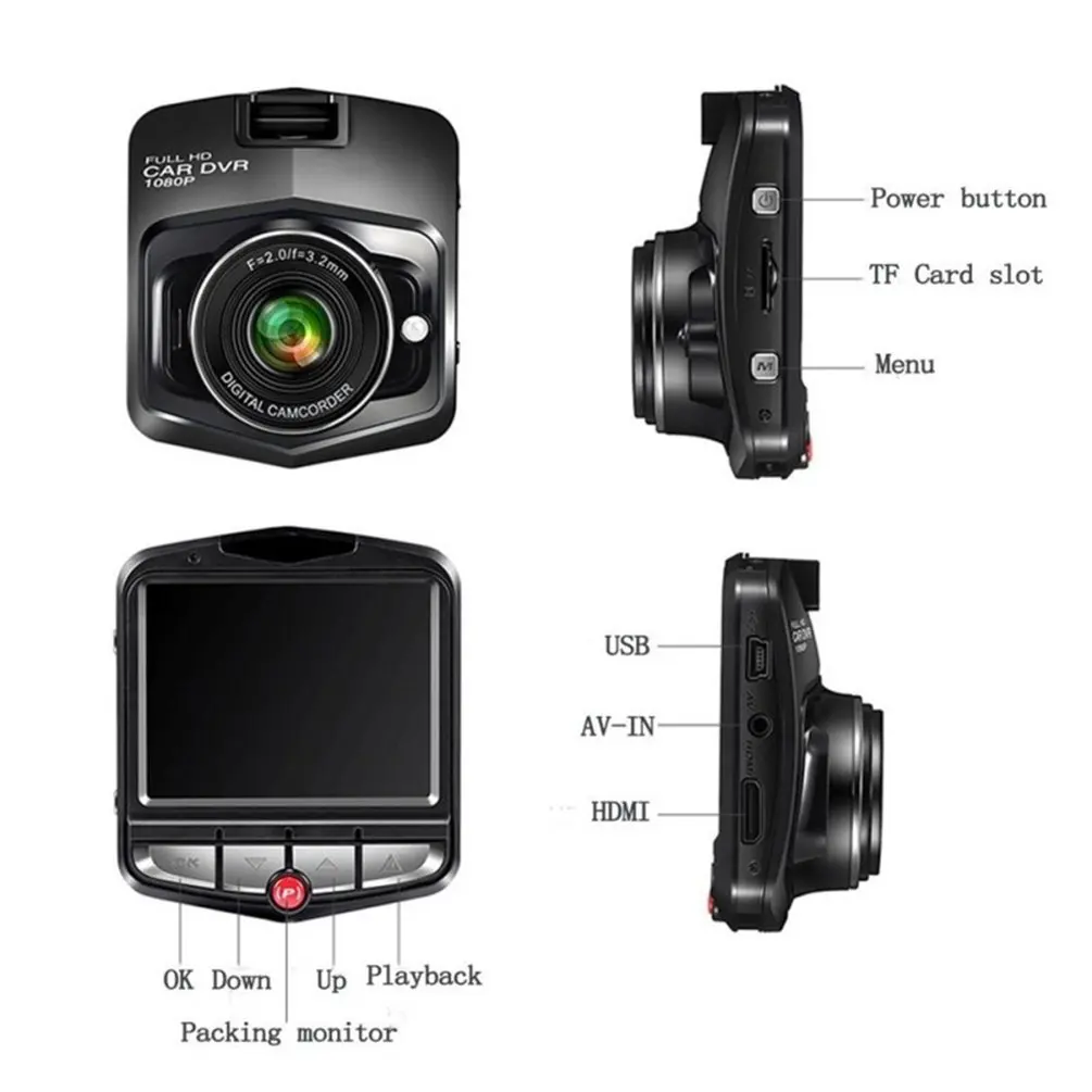 Full 1080p 2,4-palcový s Vysokým Rozlíšením LCD Auto Auto DVR Dash Cam Fotoaparát G-Senzor IR Nočné Videnie 170 Stupňa širokouhlý Objektív