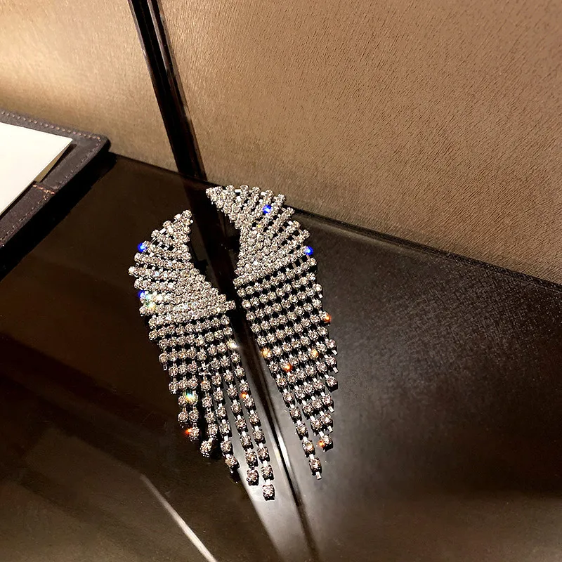 FYUAN Geometrické Plný Drahokamu Drop Náušnice pre Ženy Bijoux Dlhý Strapec Crystal Visieť Náušnice Vyhlásenie Šperky