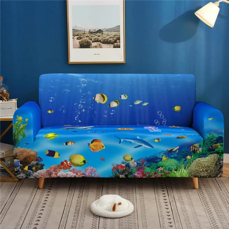 Gauč krytie sa vzťahuje na gauč 3D Podmorského Sveta 1/2/3/4 miestna pohovka kryt elastický kryt gauč elastické gauč zahŕňa pohovka, gauč
