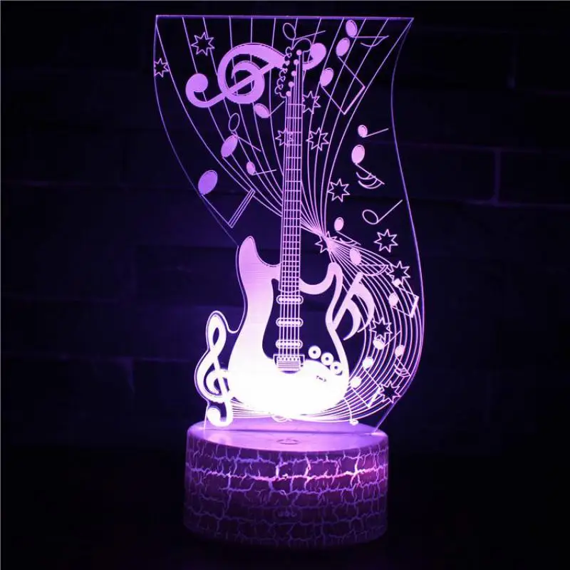 Gitarová Hudba a tanec Moderne 3D Stolná Lampa Black Vianočné Dekorácie Pre Domov Led Stolové Dekorácie Modrá Stolové Lampy
