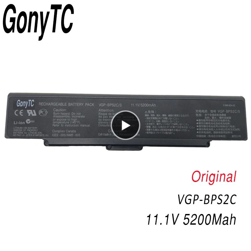 GONYTC VGP-BPS2C 5200mAh 11.1 V VGP-BPS2A VGP-BPL2 Notebook Batéria Pre Sony Vaio VGN-FS515 VGN-S240 PCG VGC-LB VGN-AR AR11 VGN-C