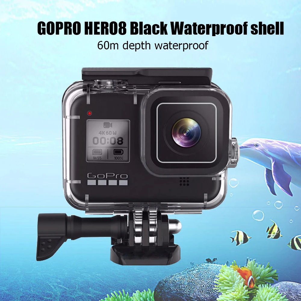 Gopro hero 8 nepremokavé shell hero8 black potápanie špeciálne akrylové 60 m hlbokej vody fotoaparát vodotesný shell príslušenstvo