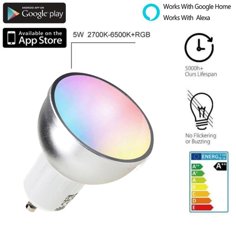 GU10 LED Žiarovky, WiFi, Smart Žiarovku 5W LED Reflektor Multicolor Stmievateľné Osvetlenie Lampa Zmena,WiFi Pozornosti,Pracuje S Alexa,