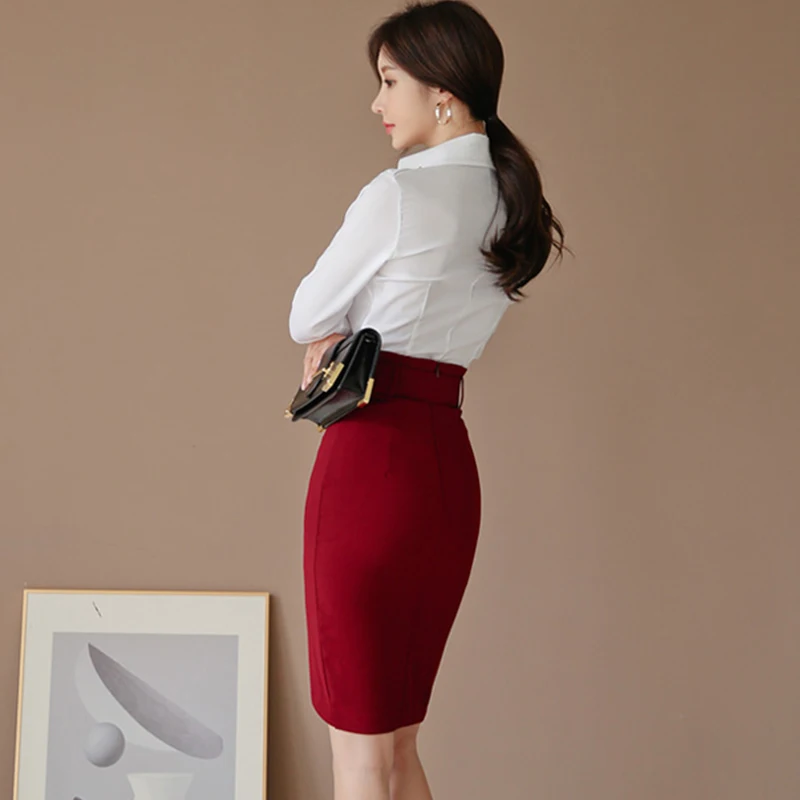 H Han Kráľovná Kórejský Štýl Vysoký Pás Plášť Bodycon Sukne Ženy 2020 Jar Pás Asymetrie Sukne Retro Práce Bežné Ceruzku Sukne