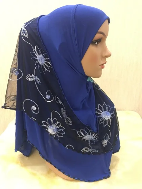 H1237 najnovšie moslimských jeden kus amira hidžáb s jedným emberoidery vrstva,islamská šatka,rýchle dodanie