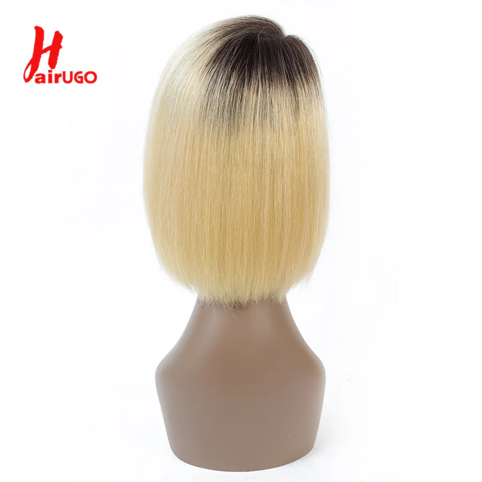 HairUGo T1B 613 Ombre Blond Bočné Časti Čipky Parochne Ľudské Vlasy, Parochne Pre Čierne Ženy Peruánskej Remy Krátke Bob Rovno Parochňu Pre Trhal
