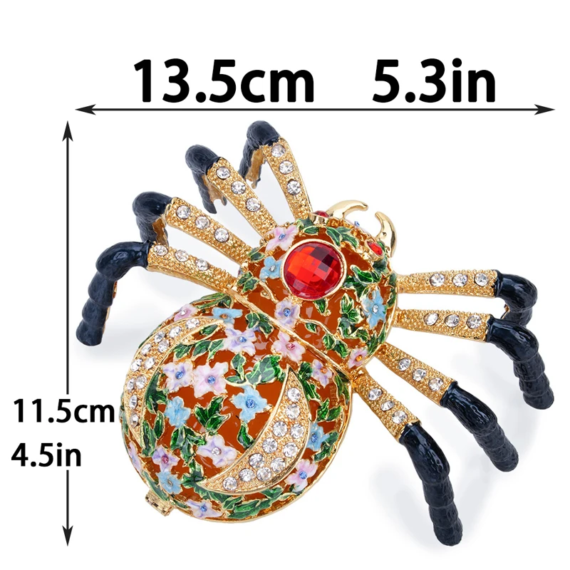 H&D, Ručne maľované Závesné Spider Trinket box S Kryštály Skloviny Zvierat Dekor Aranchnid Figúrka Zberateľskú Šperky Skladovanie Darček